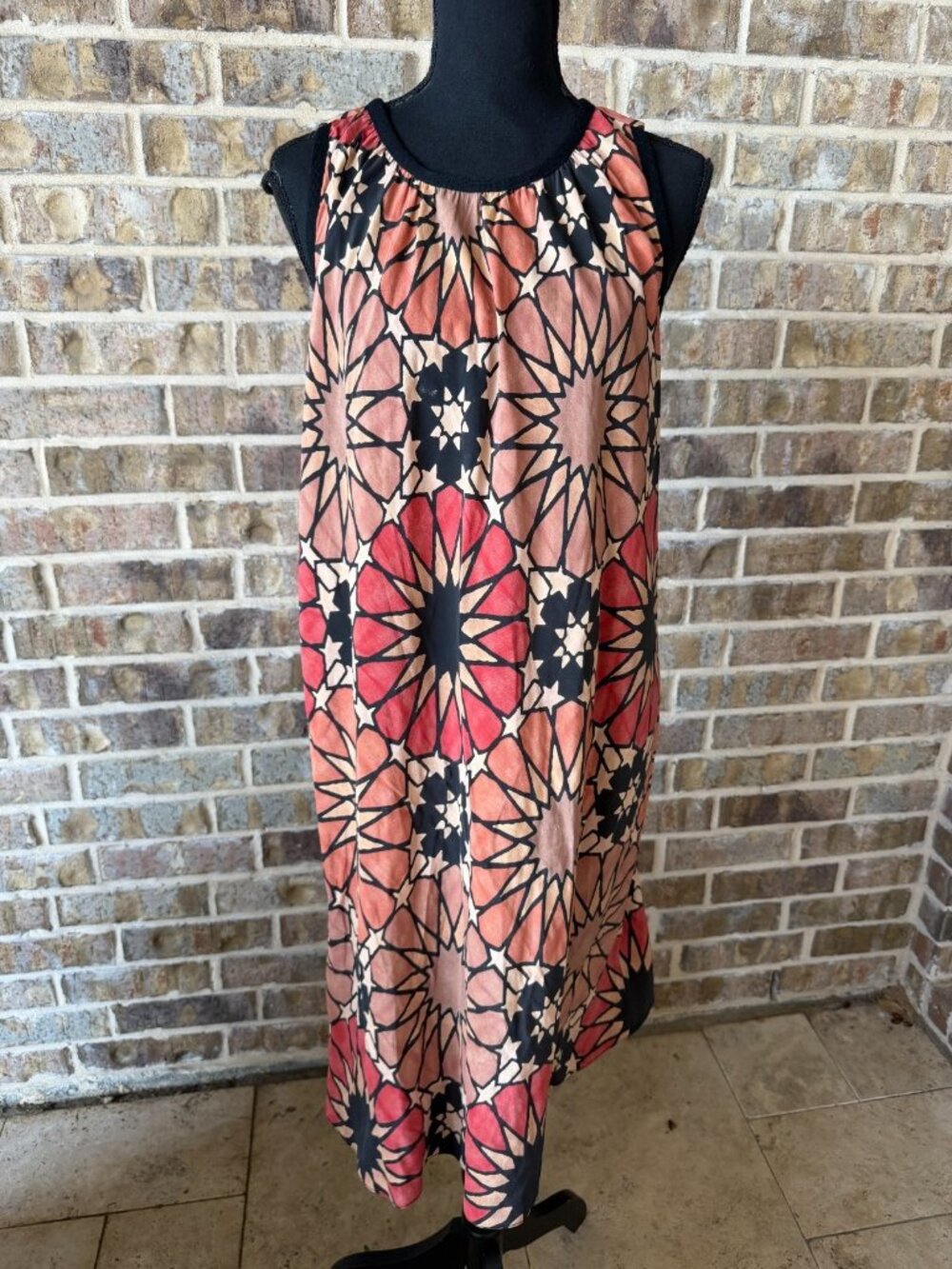 Nomad by Morgan Carper Dress Size S Geometric Print Satin Multicolor Anthro XS